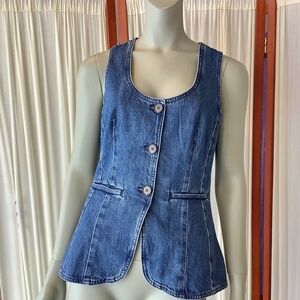 Madewell Womens Blue Denim Scoopneck Cutaway Vest Size 6